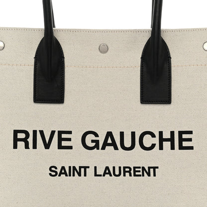 Saint Laurent Linen Calfskin Small Rive Gauche Tote Optic White 8 of 11