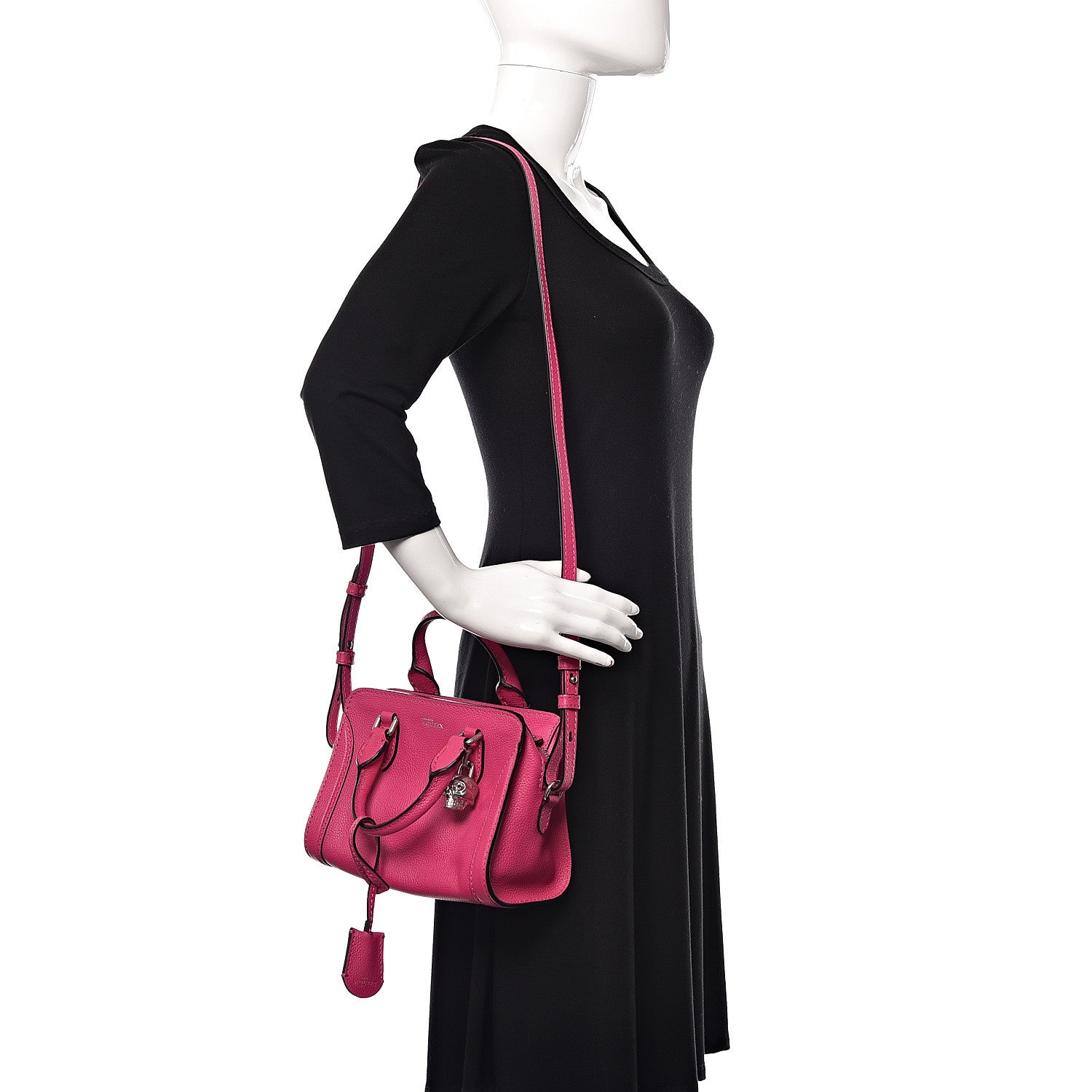 Alexander McQueen Grainy Calfskin Mini Padlock Zip Satchel Pink 2 of 10