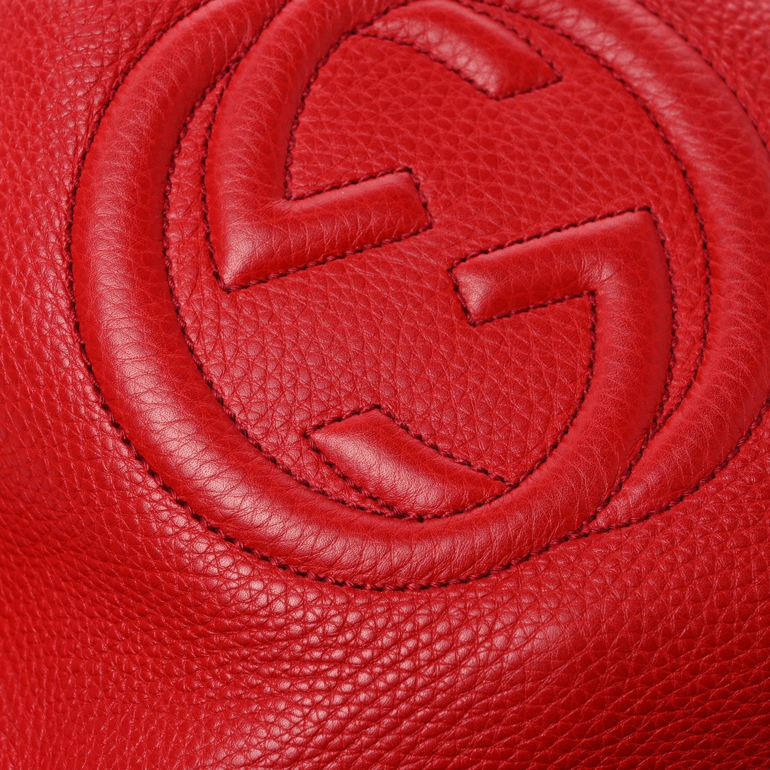 Gucci Pebbled Calfskin Small Soho Shoulder Bag Red 13 of 14