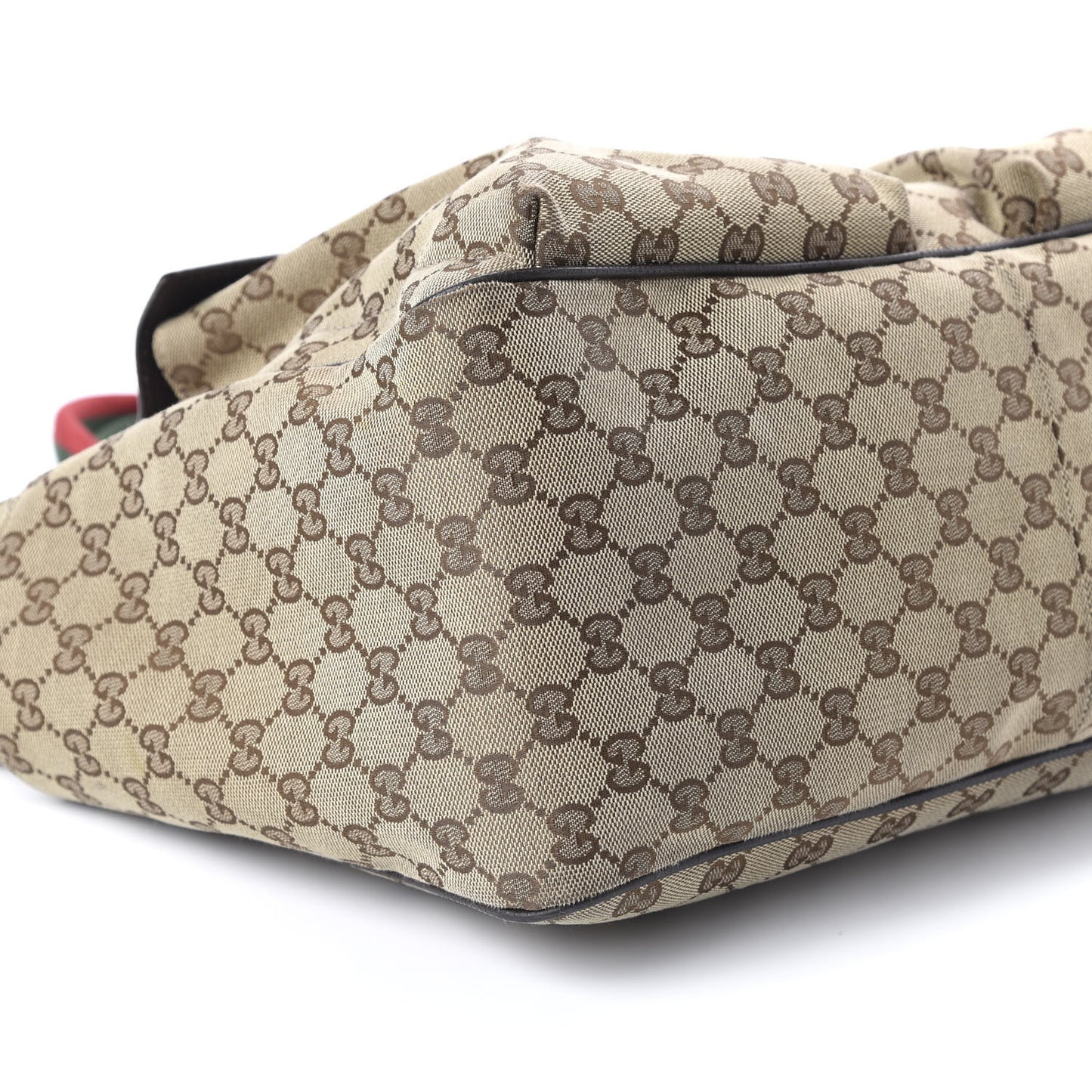 GG Monogram Medium Web Handle Double Pocket Tote Brown