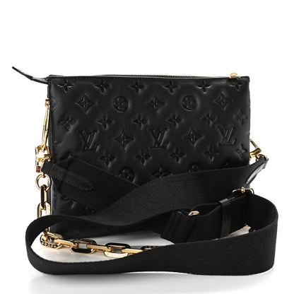 Louis Vuitton Lambskin Embossed Monogram Coussin PM Black 3 of 10