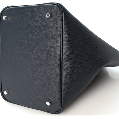 Hermes Epsom Tressage De Cuir Picotin Lock 22 MM Bleu Indigo Black Terre Battue 10 of 10