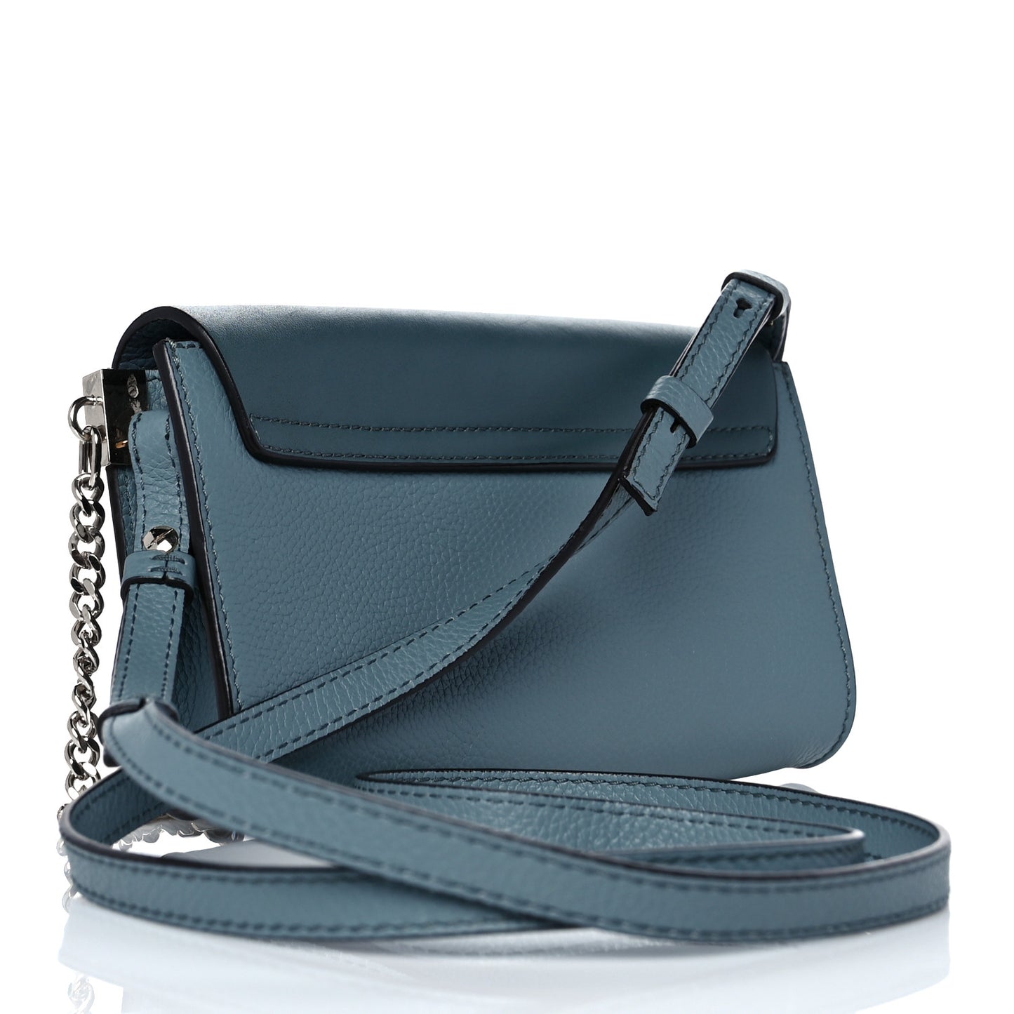 Suede Calfskin Mini Faye Shoulder Bag Cloudy Blue