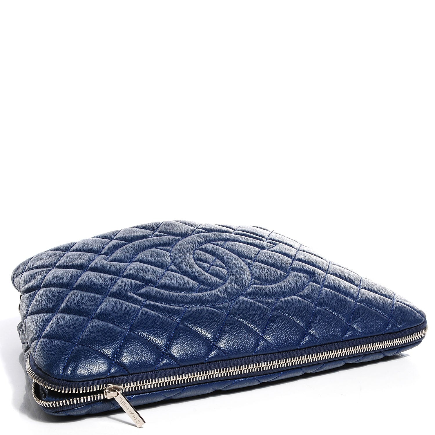 Chanel Caviar Quilted Expandable Zip Shoulder Bag Blue 4 of 7