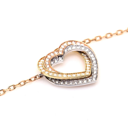 Cartier 18K Pink Yellow White Gold Diamond Trinity Heart Paved Pendant Necklace 4 of 8
