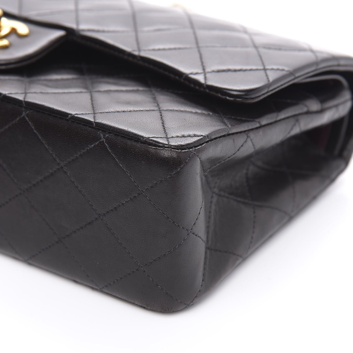 Lambskin Quilted Medium Double Flap Black