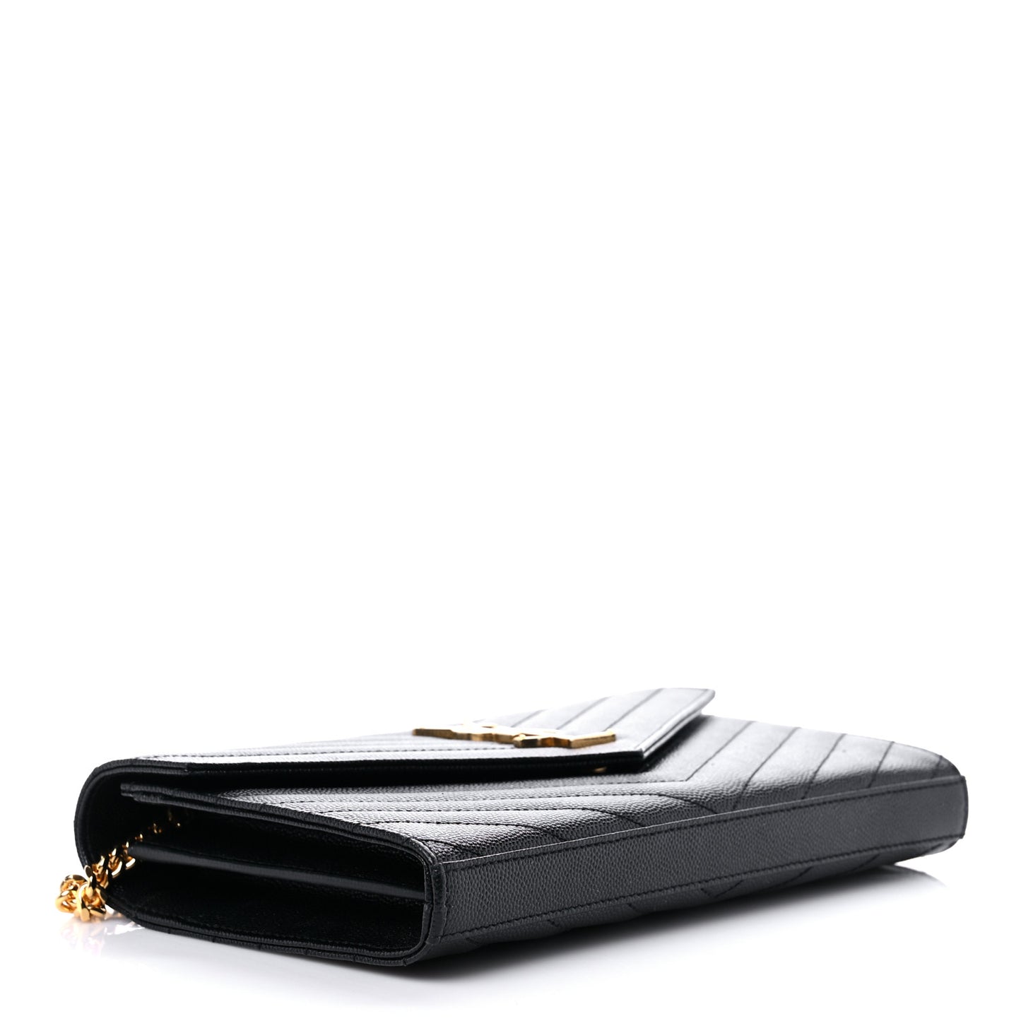 Grain De Poudre Matelasse Chevron Monogram Chain Wallet Black