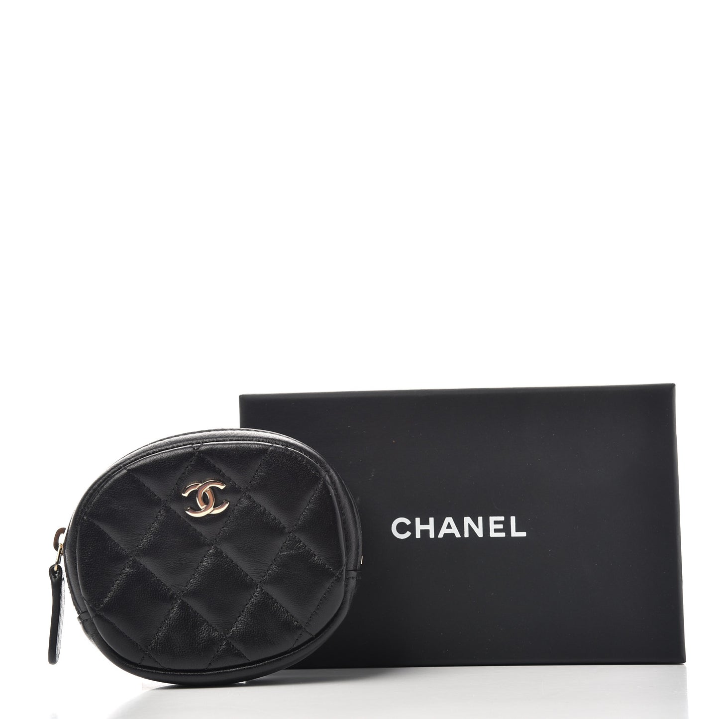 Lambskin Quilted Zip Around Classic Coin Purse Black