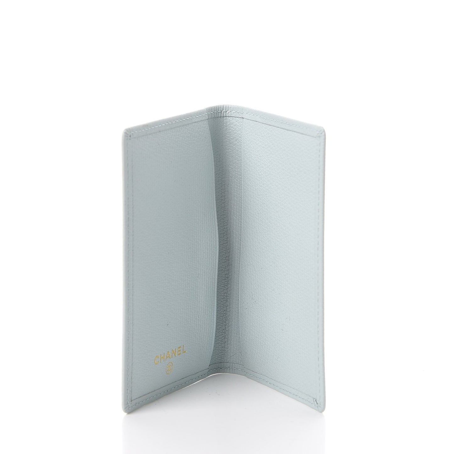 Grained Calfskin Small CC Button Pocket Agenda Cover Light Blue