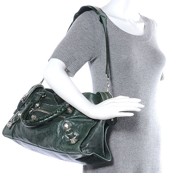 Agneau Giant 21 Silver Hardware Part Time Emerald
