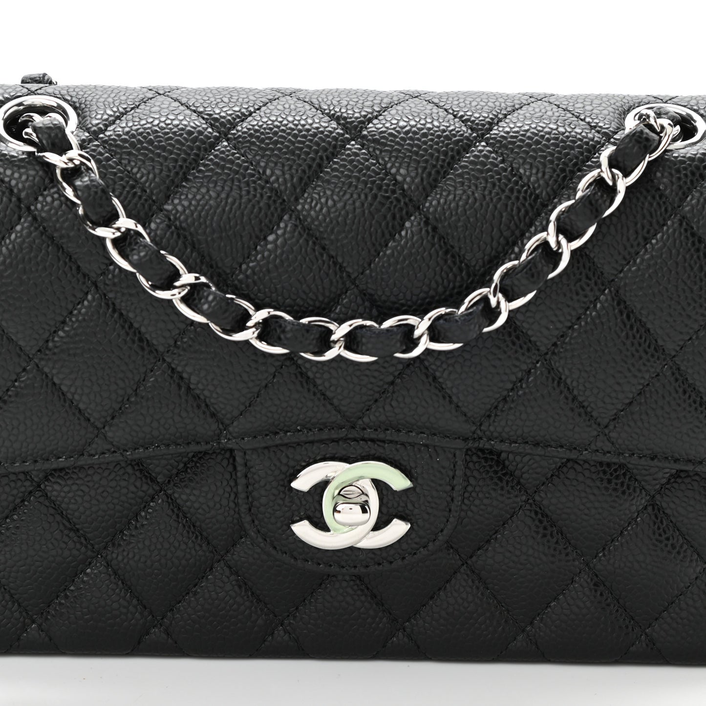 Caviar Quilted Small Double Flap Black