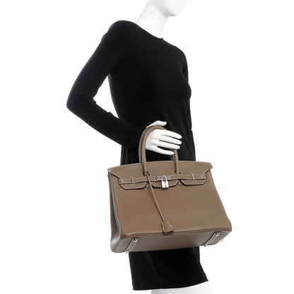 Hermes Taurillon Clemence Birkin 35 Etoupe 2 of 30