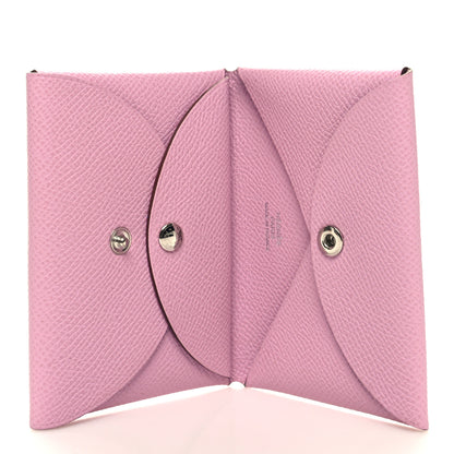 Hermes Epsom Calvi Duo Card Case Mauve Sylvestre 5 of 9