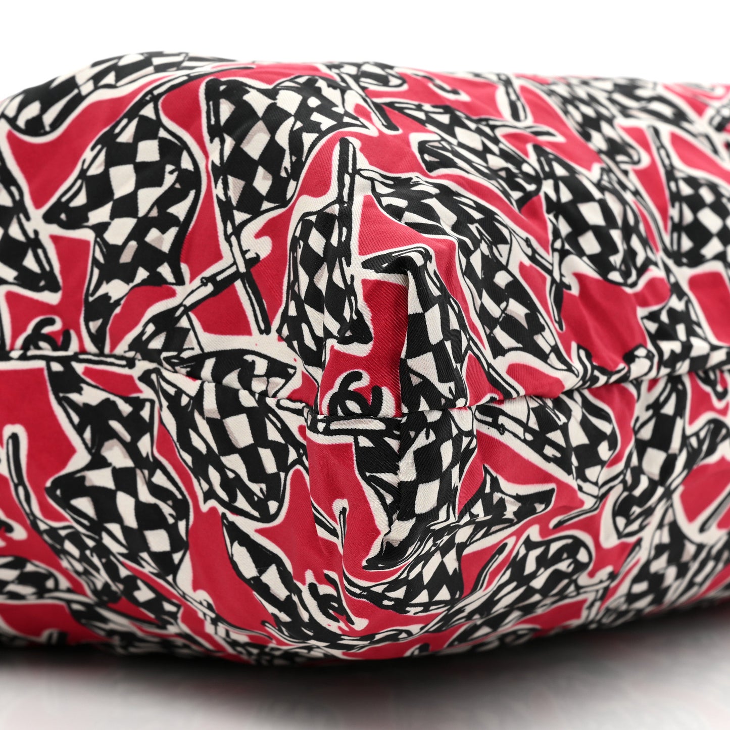 Caviar Fabric Quilted Foldable Tote With Chain Black Multicolor
