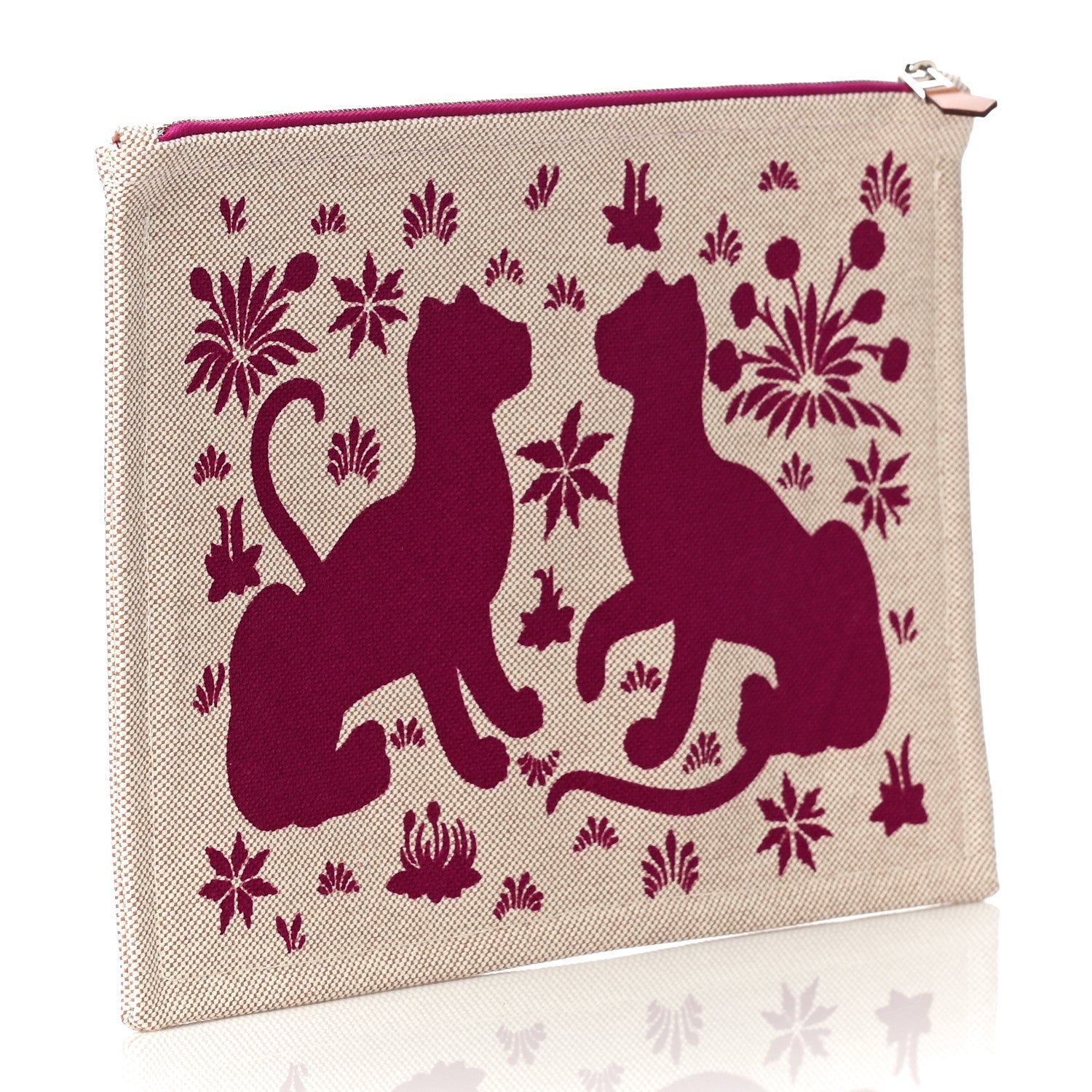 Hermes Toile Large Les Leopards Pouch Bougainvillier 3 of 10