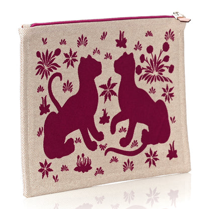 Hermes Toile Large Les Leopards Pouch Bougainvillier 3 of 10