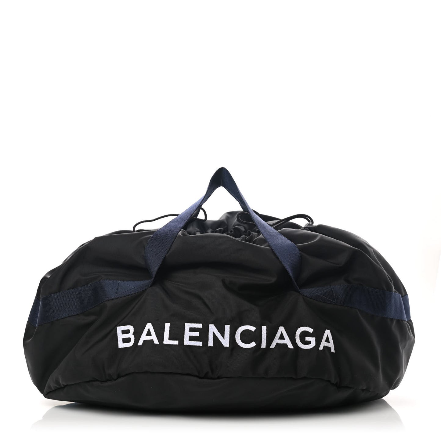 Textured Sport Nylon Logo Embroidered M Wheel Gym Bag Black Bleu Navy