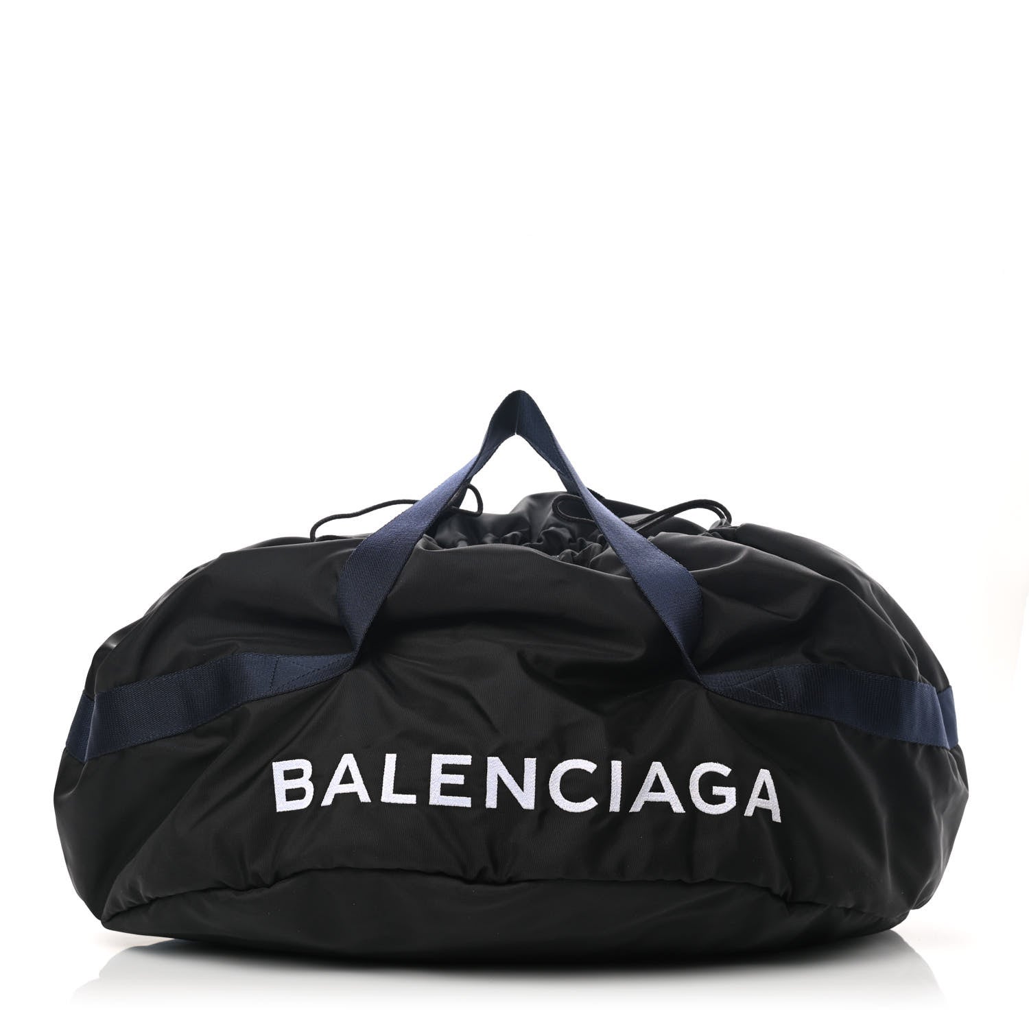 Balenciaga Textured Sport Nylon Logo Embroidered M Wheel Gym Bag Black Bleu Navy 1 of 9