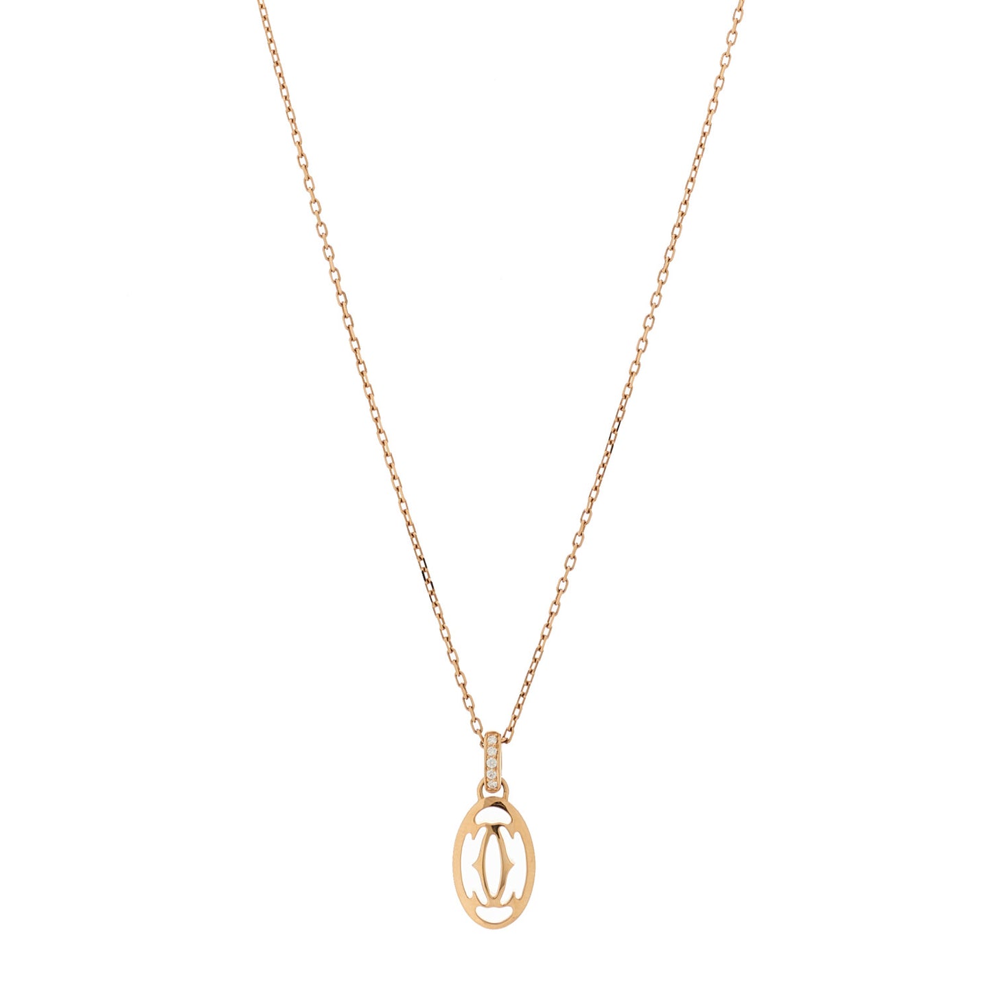 18K Pink Gold Diamond Logo Pendant Necklace