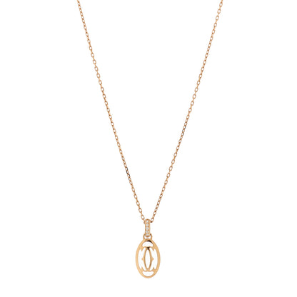 Cartier 18K Pink Gold Diamond Logo Pendant Necklace 1 of 6