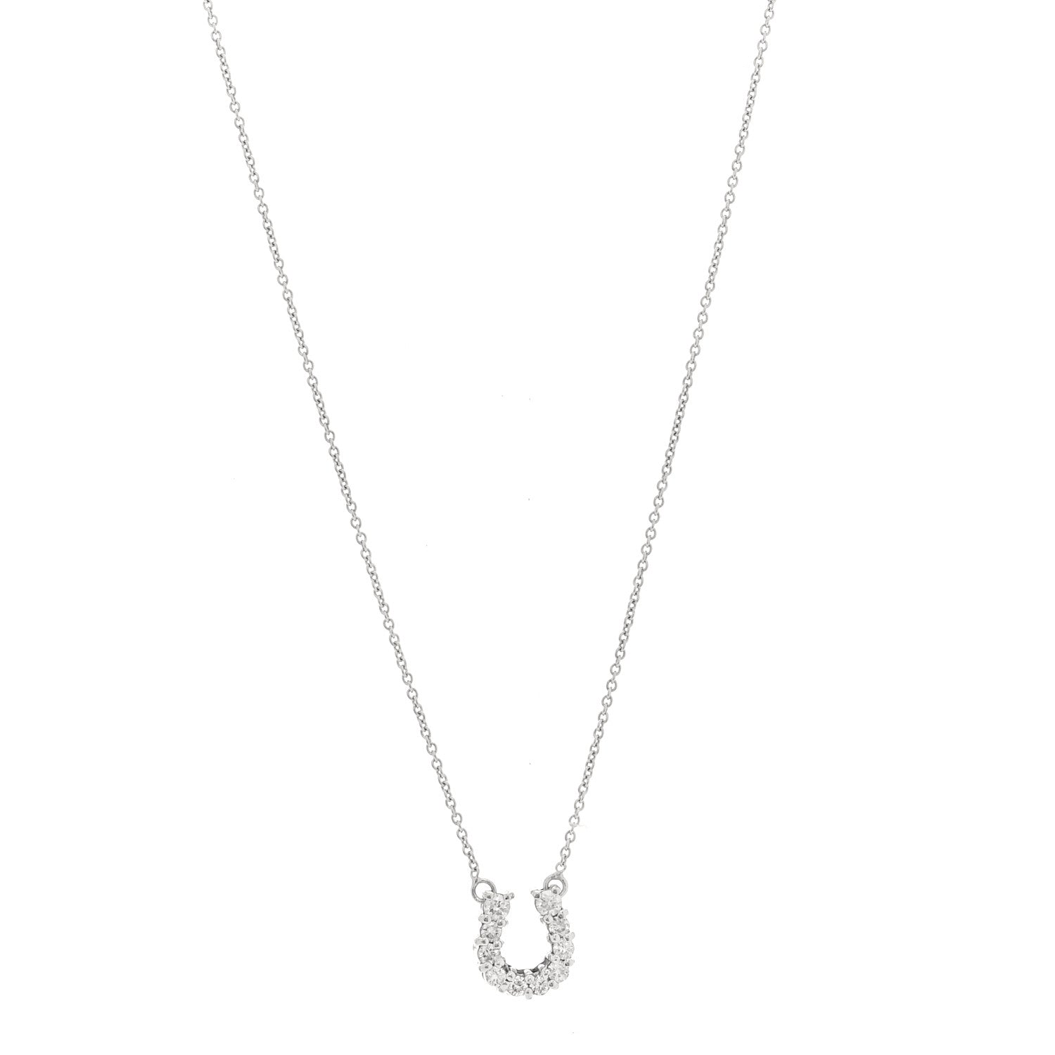 Roberto Coin 18K White Gold Diamond Horseshoe Pendant Necklace 1 of 4