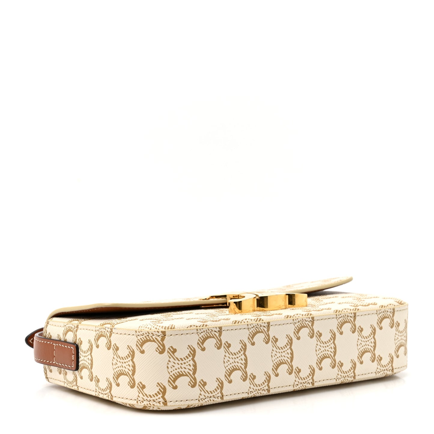 Canvas Calfskin Triomphe Shoulder Bag White