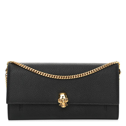 Alexander McQueen Pebbled Calfskin Skull Wallet on Chain Black 1 of 11