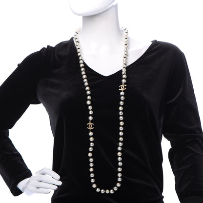 Chanel Pearl Grosgrain CC Long Necklace Gold 2 of 6