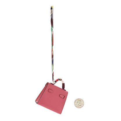 Hermes Tadelakt Mini Kelly Twilly Bag Charm Rose Lipstick 2 of 6