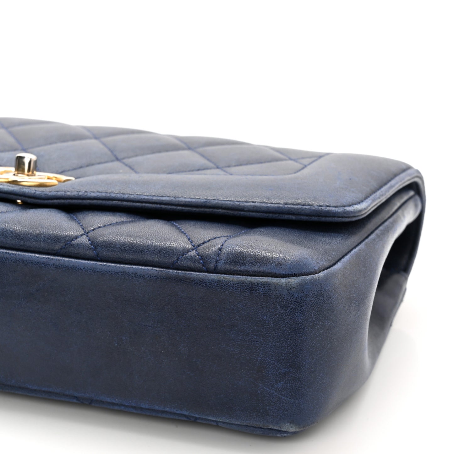 Lambskin Quilted Small Single Flap Blue