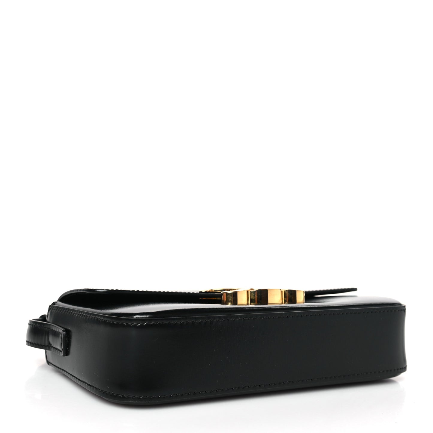 Shiny Calfskin Triomphe Shoulder Bag Black