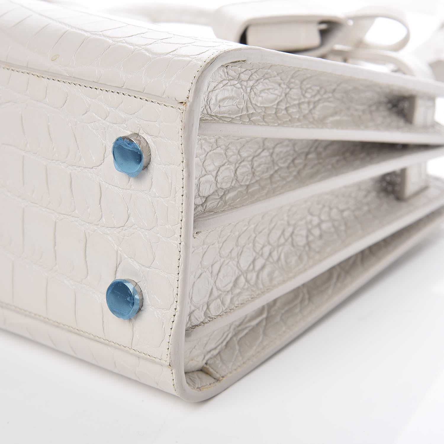 Saint Laurent Calfskin Crocodile Embossed Baby Sac De Jour Gris Perle 10 of 11