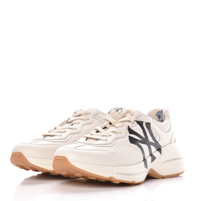 Gucci X MLB Calfskin NY Yankees Mens Rhyton Sneakers 7.5 Mystic White 3 of 11