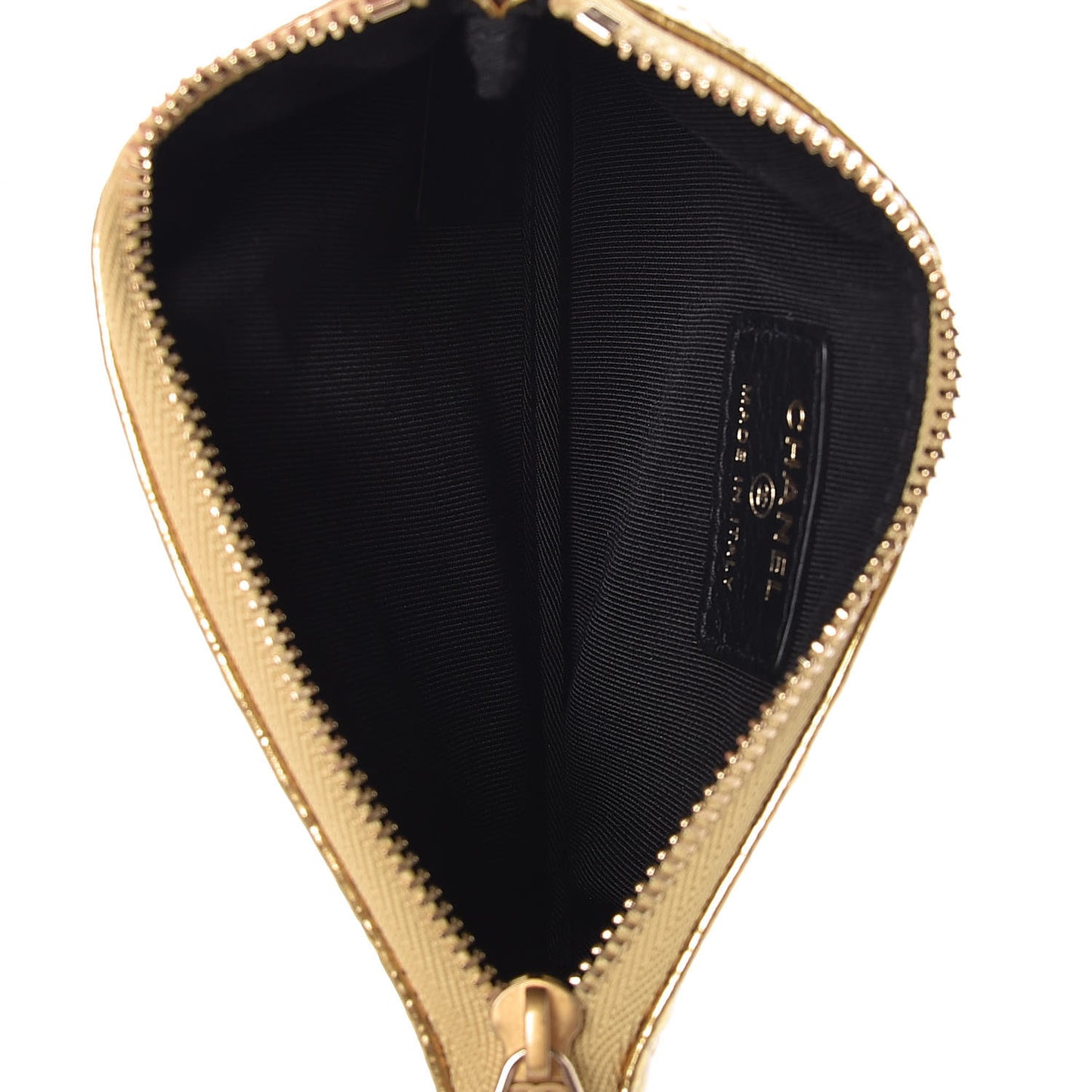 Metallic Calfskin Crocodile Embossed Cocodile Cosmetic Case Gold