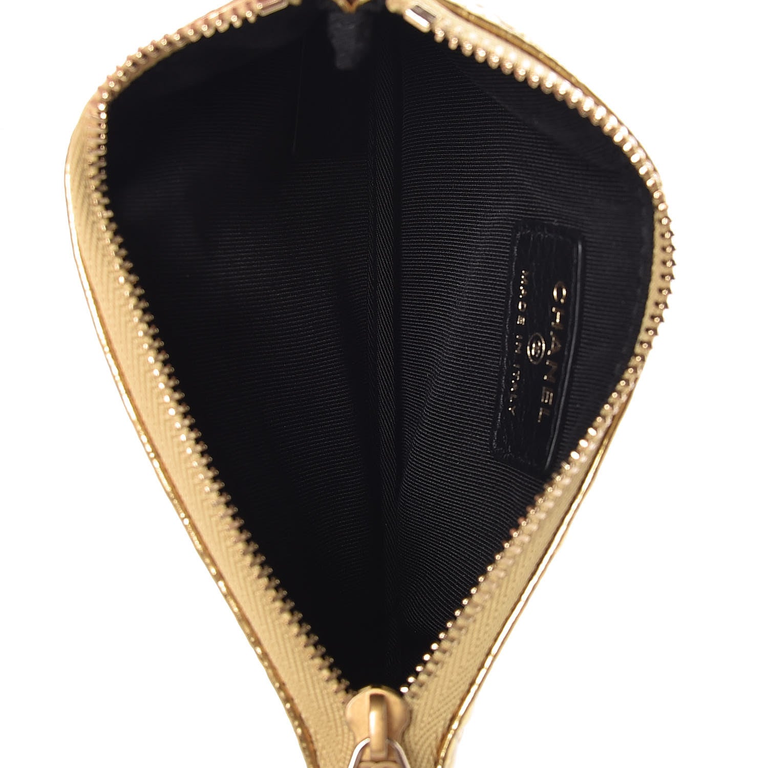 Chanel Metallic Calfskin Crocodile Embossed Cocodile Cosmetic Case Gold 10 of 16