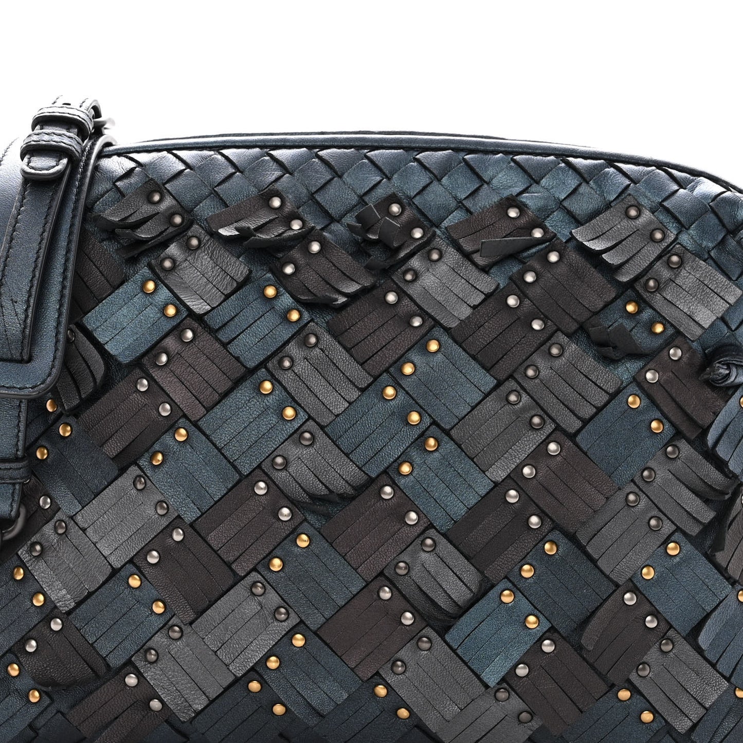 Nappa Intrecciato Fringe Studded Nodini Crossbody Messenger Multicolor