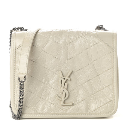 Saint Laurent Crinkled Calfskin Matelasse Monogram Niki Chain Wallet Crema Soft 1 of 8