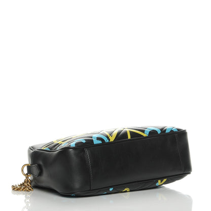 Gucci Calfskin Matelasse GucciGhost Medium GG Marmont Chain Shoulder Bag Black New Acquamarine 4 of 8