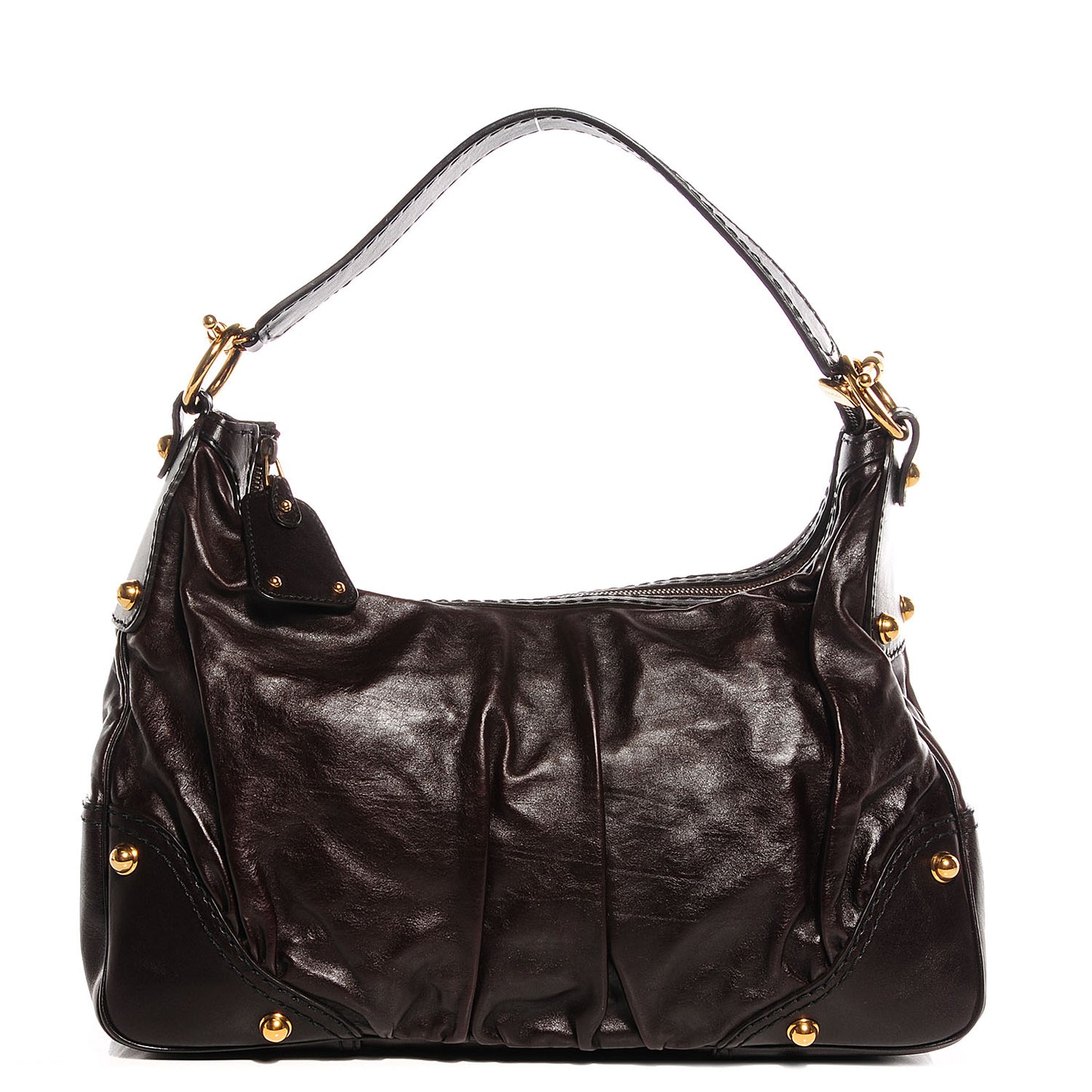 Leather Medium Jockey Hobo Dark Brown