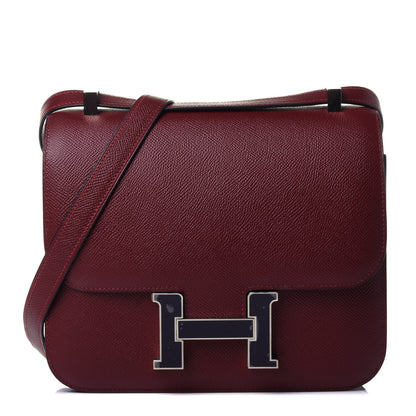 Hermes Epsom Enamel Constance 24 Rouge H Bleu Nuit 1 of 10