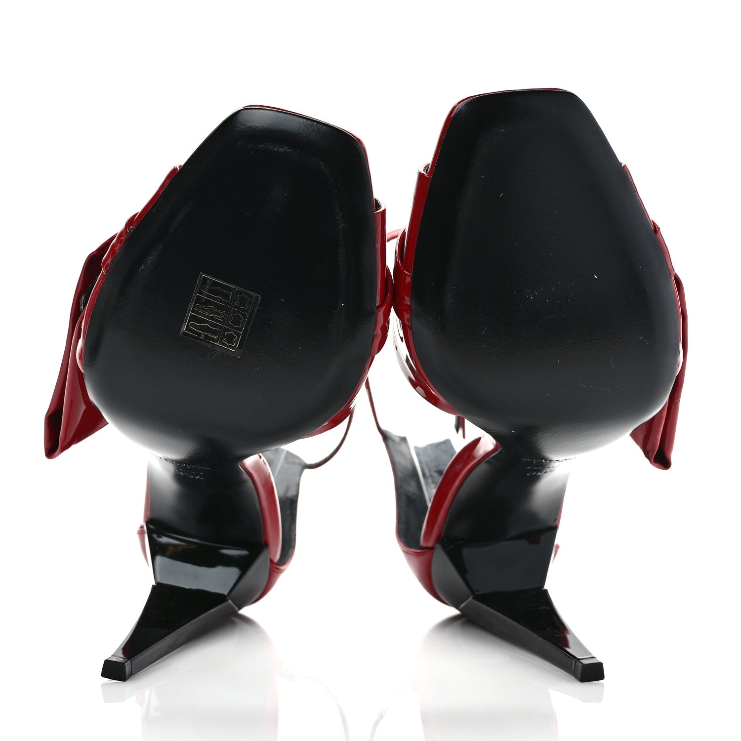 Saint Laurent Patent Calfskin Freja 105 Bow Sandals 37 Rouge Eros 5 of 10