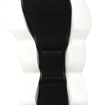 Hermes Technical Canvas Goatskin Womens Eclair Sneakers 38.5 White Orange 6 of 8