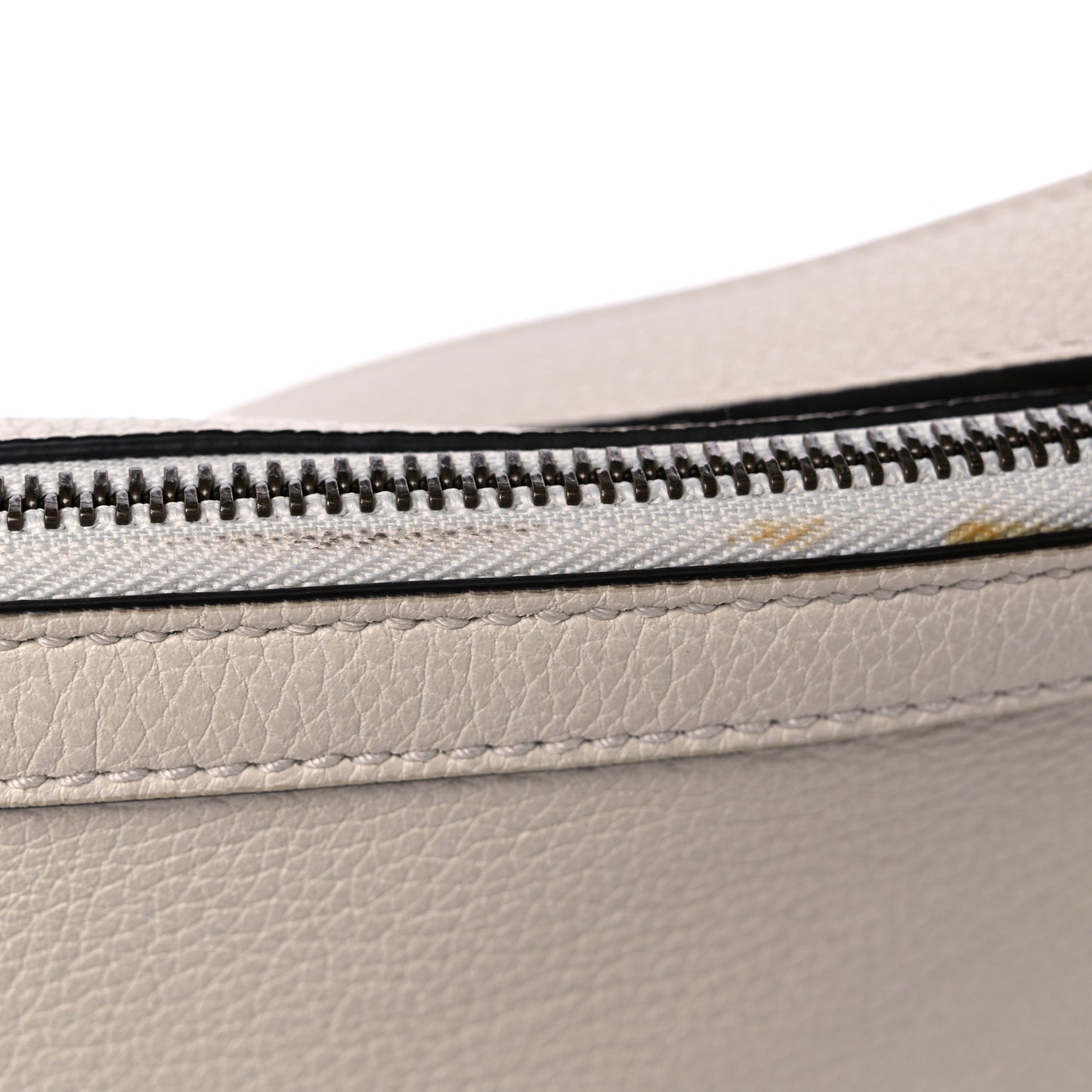 Grained Calfskin Logo Half Moon Hobo White