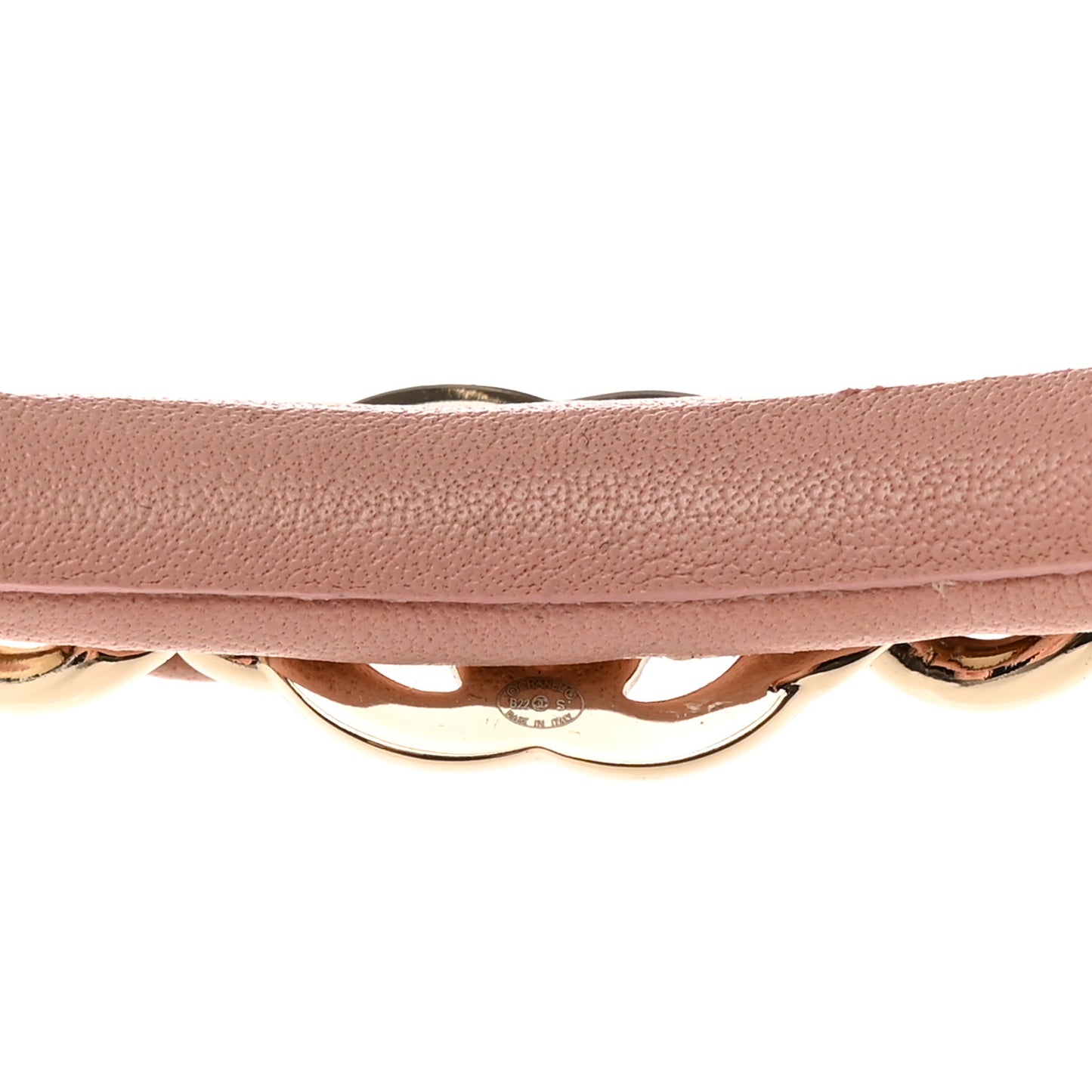 Metal Lambskin CC Turnlock Chain Headband Gold Pink