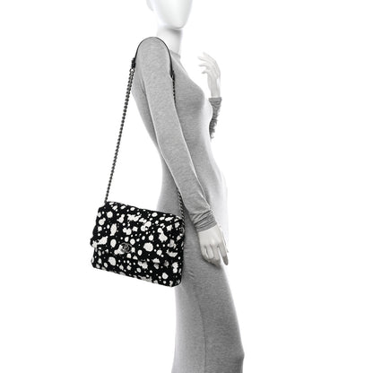 Chanel Tweed Paint Splatter Print Flap Black White 2 of 13