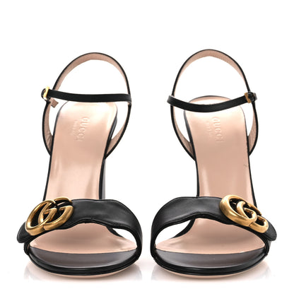Gucci Lifford Calfskin GG Marmont Ankle Wrap 105mm Sandals 36.5 Black 3 of 13