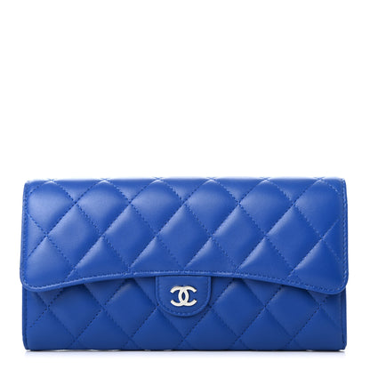 Chanel Lambskin Quilted Large Gusset Flap Wallet Royal Blue 1 of 8