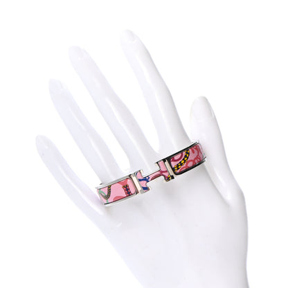 Hermes Enamel Printed Narrow Panoplie Equestre Clic H Bracelet PM Pink Delirium 2 of 5