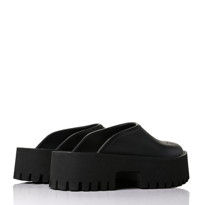 Gucci Rubber GG Monogram Perforated Elea Platform 55mm Lug Sole Sandals 38 Black 3 of 7