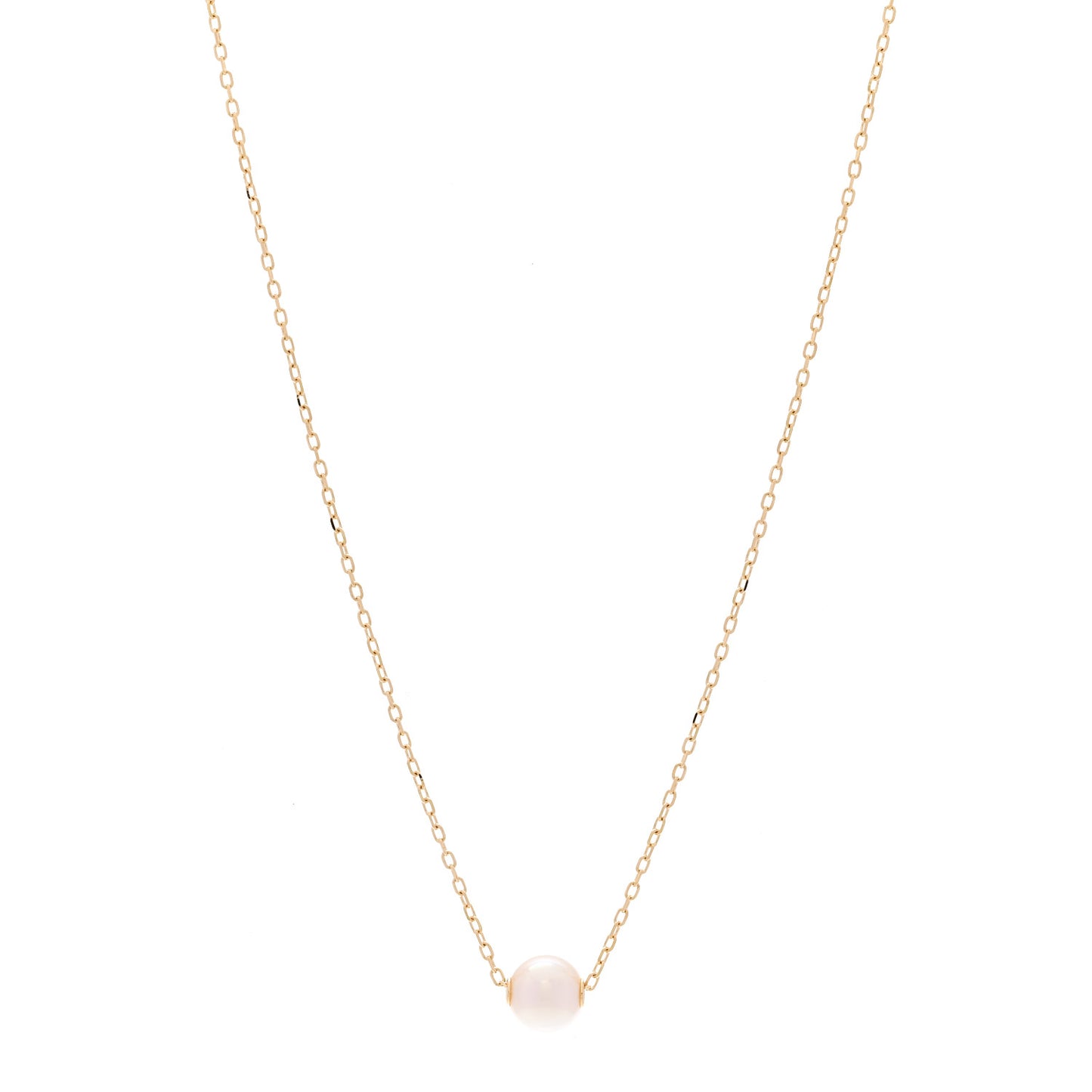 18K Yellow Gold Akoya Cultured Pearl 7-7.5mm Single Pendant Necklace